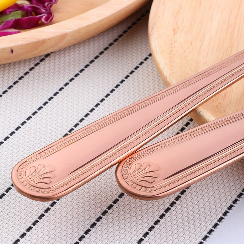 Big Salad Spoon Fork Set Stainless Steel Kitchen Food Server Pasta Utensils Public Gold Tableware Using Buffet Restaurant Tools