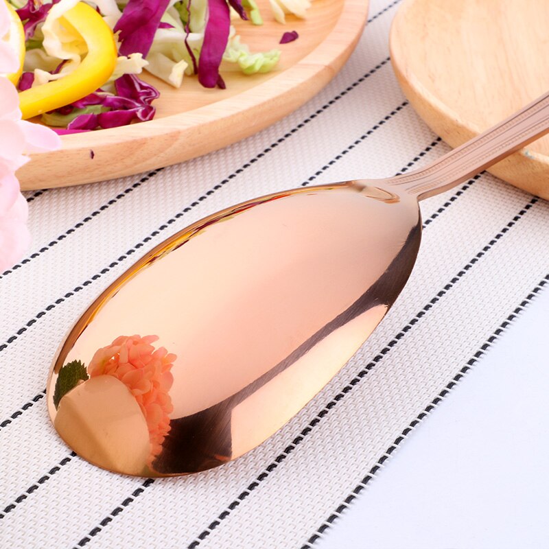 Big Salad Spoon Fork Set Stainless Steel Kitchen Food Server Pasta Utensils Public Gold Tableware Using Buffet Restaurant Tools