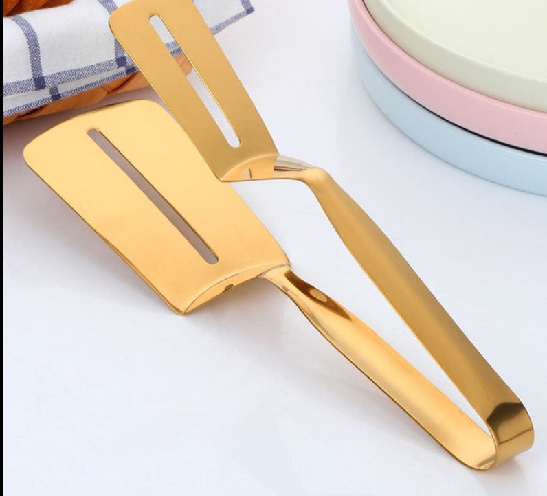 1Pc Cookware Steak Tong Gold Bread Clip Grill Accessory Kitchen Tongs Solid Stainless Steel Food Cooking Serving Utensil