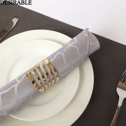 12Pcs/Set  Metal Napkin Rings Hotel Banquet Dinner Table Decoration Supplies Party Tableware Serviette Holder Gold Napkin Buckle