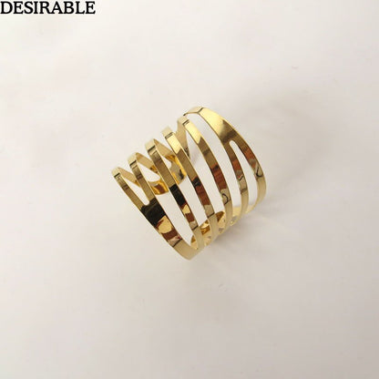 12Pcs/Set  Metal Napkin Rings Hotel Banquet Dinner Table Decoration Supplies Party Tableware Serviette Holder Gold Napkin Buckle