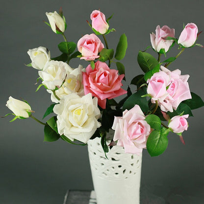 3 heads Artificial Real Touch Rose Flowers Decoration Fresh rose Artificial Flowers latex roses for wedding bouquet decoration