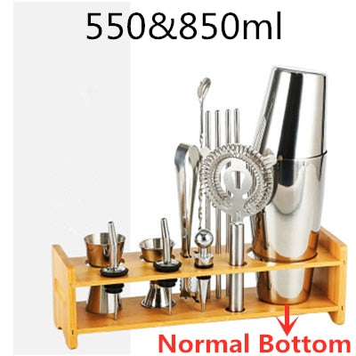 Ensemble de Bar à Cocktail en plastique et support en bois, en acier inoxydable plaqué cuivre, Kit de navigateur de barman, outils de jeu de barres