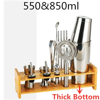 Ensemble de Bar à Cocktail en plastique et support en bois, en acier inoxydable plaqué cuivre, Kit de navigateur de barman, outils de jeu de barres