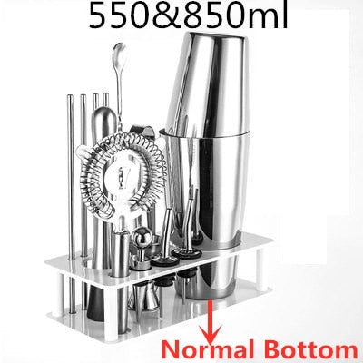 Ensemble de Bar à Cocktail en plastique et support en bois, en acier inoxydable plaqué cuivre, Kit de navigateur de barman, outils de jeu de barres