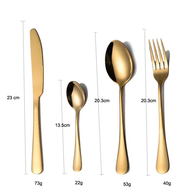 Tablewellware Golden Cutlery Fork Spoon Knife Set Golden Tableware Stainless Steel Cutlery Golden Fork Spoon Dinnerware Set