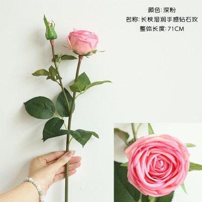 Fresh rose Artificial Flowers Real Touch rose Flowers Home decorations for Wedding Party or Birthday Valentine's Day gift