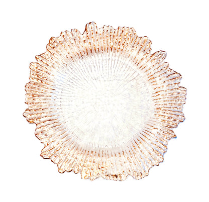 uniquelina wholesale 13inch Round plastic Rim Charger Plates Gold Round Reef gold plastic Charger Plates for Dinner,Wedding,Party,Event Decoration.