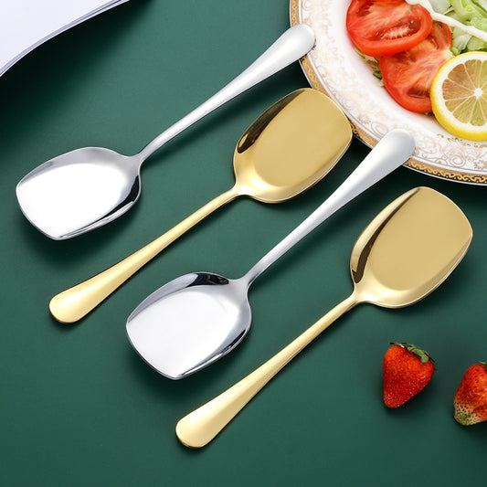 Thicken Kitchen Dinner Dish Soup Rice Western Restaurant Bar Public Spoon Large Stainless Steel Round Head Buffet Serving Spoon