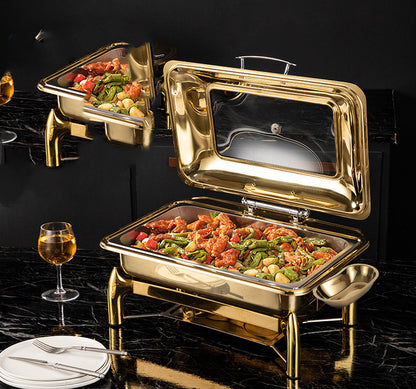  wholesale stainless steel chafing dishes with glass lids, square or round, 4.8L and 9L for events & hotel  in Abuja.