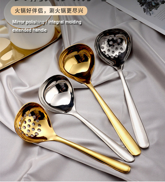 Korean Long Handle Deepen Soup Spoon Colander Stainless Steel Buffet Serving Tableware Home Tablespoons Cooking Utensils