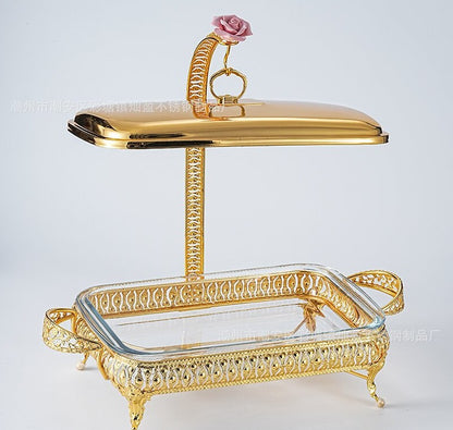 hotel Restaurant Buffet Server Catering Chaffing Luxury  Gold Stainless Steel Chafer Chafing Dish Buffet Set Food Warmer 1.5L-3L