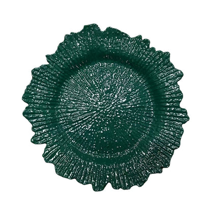 uniquelina wholesale 13inch Round plastic Rim Charger Plates Gold Round Reef gold plastic Charger Plates for Dinner,Wedding,Party,Event Decoration.