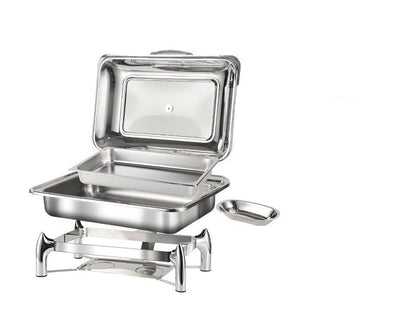  wholesale stainless steel chafing dishes with glass lids, square or round, 4.8L and 9L for events & hotel  in Abuja.