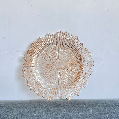 uniquelina wholesale 13inch Round plastic Rim Charger Plates Gold Round Reef gold plastic Charger Plates for Dinner,Wedding,Party,Event Decoration.