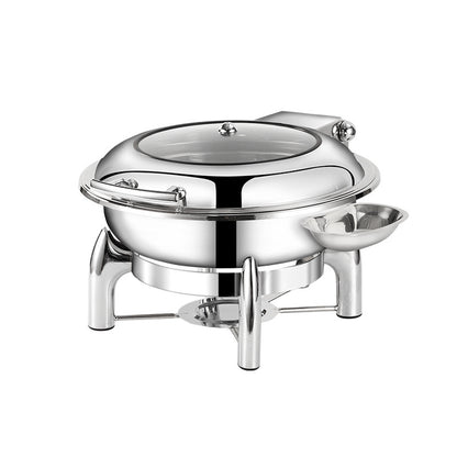  wholesale gold round stainless steel chafing dishes, 4.5–8L, in Abuja for hotels and events.