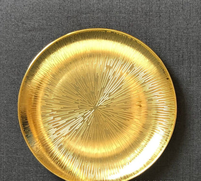 Uniquelina wholesale 13inch Round plastic Rim Charger Plates Gold Round Reef  plastic Charger Plates for Dinner,Wedding,Party,Event Decoration