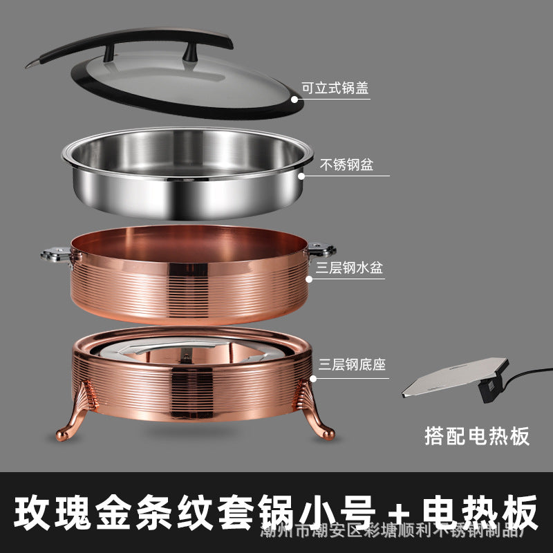 Uniquelina Electric Round Chafing Dish Buffet Set 6 Quart Chaffing Servers With Glass Lid Chafers Buffet Food Warmer Set Chaffing Server With Cover Warmer For Food Parties