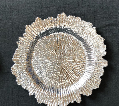 uniquelina wholesale 13inch Round plastic Rim Charger Plates Gold Round Reef gold plastic Charger Plates for Dinner,Wedding,Party,Event Decoration.