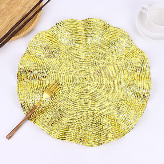 Uniquelina Table Mat Round Woven Placemats PP Waterproof Dining Non-Slip Napkin Disc Kitchen Decoration
