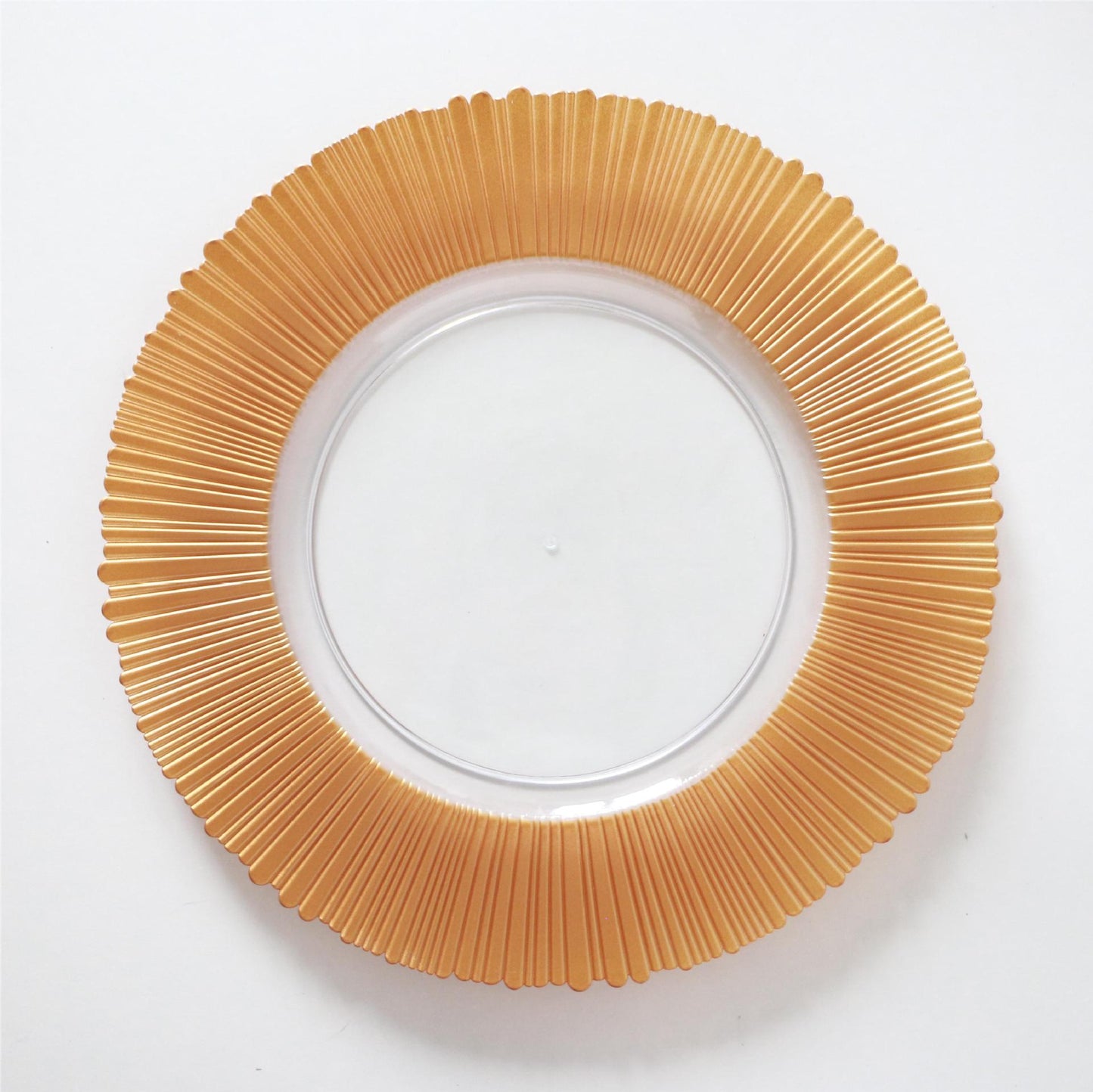 Uniquelina wholesale 13inch Round plastic Rim Charger Plates Gold Round Reef gold plastic Charger Plates for Dinner,Wedding,Party,Event Decoration.