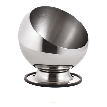 Stainless Steel Slant Sauce Bowl with Lid Hot Pot Buffet Seasoning Jar Container Fruit Salad Spherical Bowls Serving Tableware
