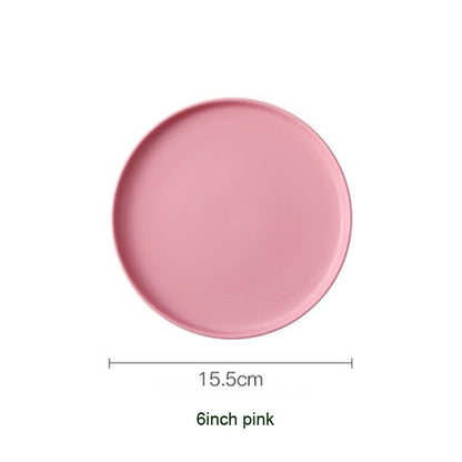 Round Solid Dinner Plates Matte Ceramic Flat Steak Trays Beef Spaghetti Dishware Tableware Dessert Salad Kitchen Tablewears