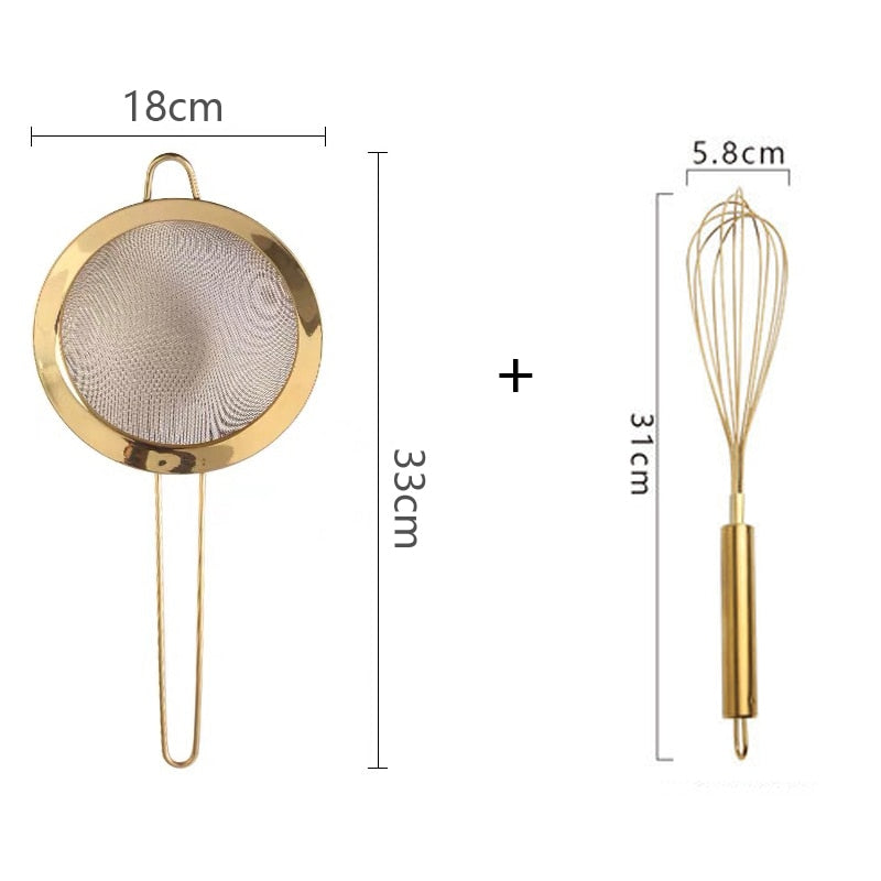 2Pcs/ Set Egg Beater Hand Whisk Egg Mixer Flour Sifter Baking Shaker Mesh Sieve Cake Tool Baking Set