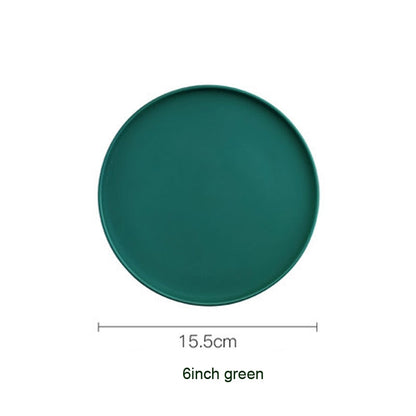Round Solid Dinner Plates Matte Ceramic Flat Steak Trays Beef Spaghetti Dishware Tableware Dessert Salad Kitchen Tablewears