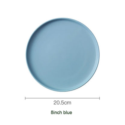 Round Solid Dinner Plates Matte Ceramic Flat Steak Trays Beef Spaghetti Dishware Tableware Dessert Salad Kitchen Tablewears