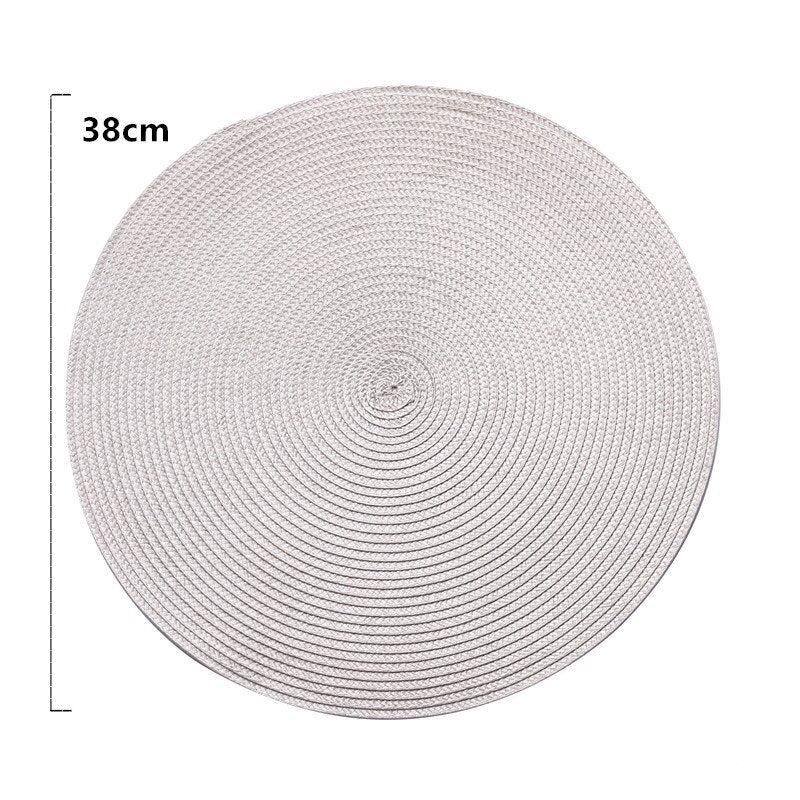 Uniquelina Table Mat Round Woven Placemats PP Waterproof Dining Non-Slip Napkin Disc Bowl Pads Drink Cup Coasters Kitchen Decoration