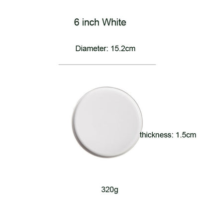 Round Solid Dinner Plates Matte Ceramic Flat Steak Trays Beef Spaghetti Dishware Tableware Dessert Salad Kitchen Tablewears