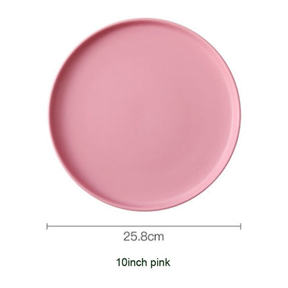 Round Solid Dinner Plates Matte Ceramic Flat Steak Trays Beef Spaghetti Dishware Tableware Dessert Salad Kitchen Tablewears