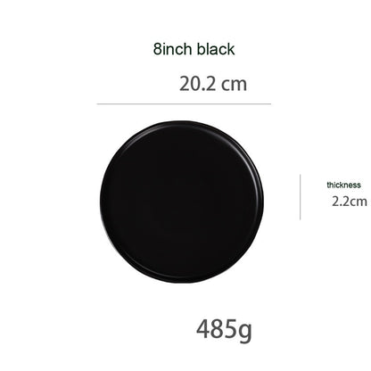 Round Solid Dinner Plates Matte Ceramic Flat Steak Trays Beef Spaghetti Dishware Tableware Dessert Salad Kitchen Tablewears