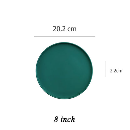 Round Solid Dinner Plates Matte Ceramic Flat Steak Trays Beef Spaghetti Dishware Tableware Dessert Salad Kitchen Tablewears
