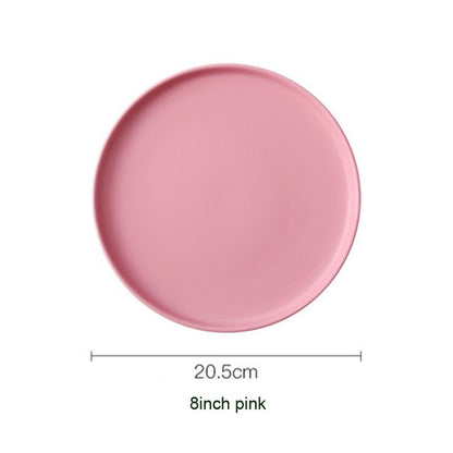 Round Solid Dinner Plates Matte Ceramic Flat Steak Trays Beef Spaghetti Dishware Tableware Dessert Salad Kitchen Tablewears
