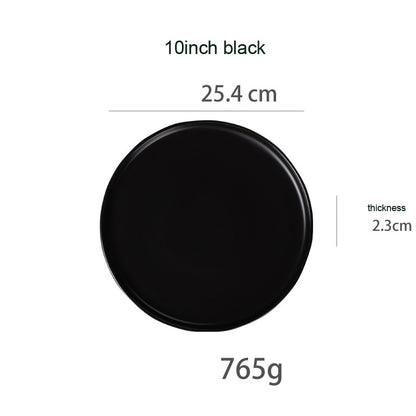 Round Solid Dinner Plates Matte Ceramic Flat Steak Trays Beef Spaghetti Dishware Tableware Dessert Salad Kitchen Tablewears