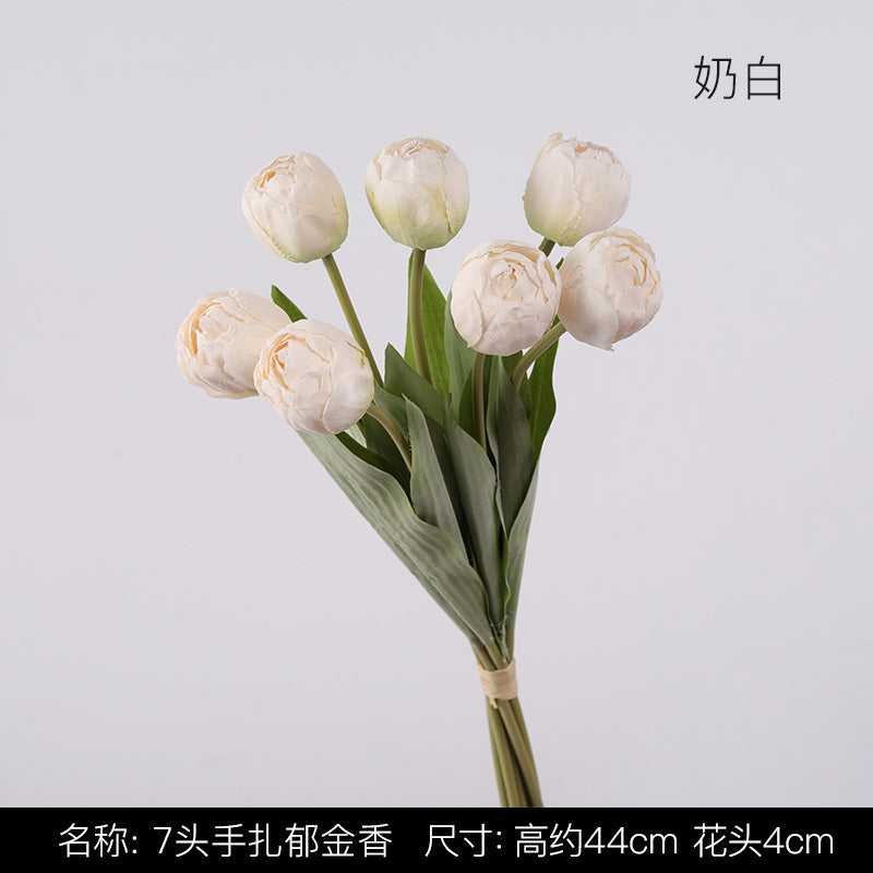 Uniquelina 7heads luxury simulation letters Tulip Room Decoration  wedding  decoration Hand bouquet