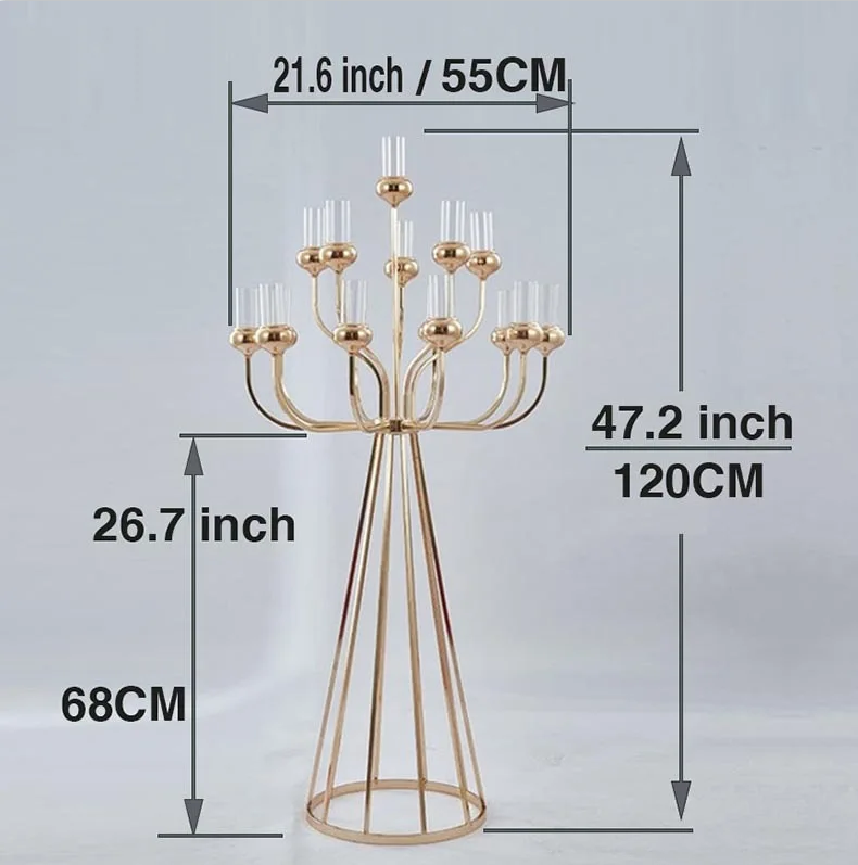 Uniquelina 16 Arms Glass Candle Stick Wedding Decoration Metal Gold Candelabra Centerpiece Table Centerpieces for wedding