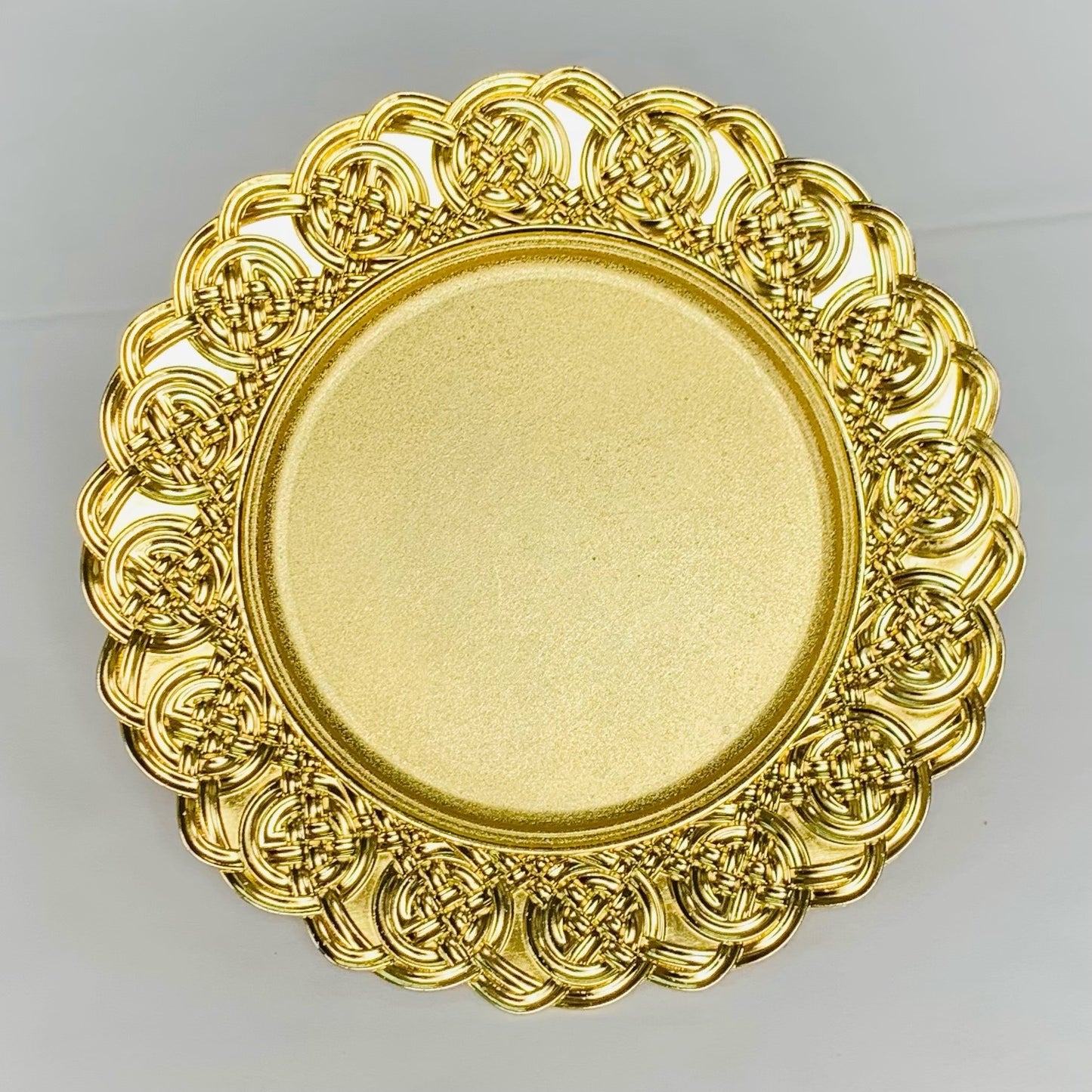 Uniquelina 13-Inch Charger Plates ,Gold Textured Rim, for Elegant Dining - Ideal for Weddings and Formal Events