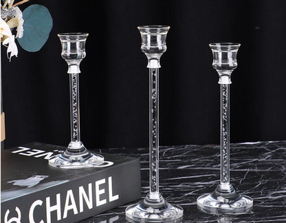 Uniquelina Transparent Acrylic Candle Abafite Gushiraho 3 kuri buji ya Taper, Ufite Candlestick Ufite Ubukwe, Ifunguro rya nimugoroba, Ibirori, Bikwiranye na 3/4 cm Buji Yimbitse &amp; Buji (Yera)