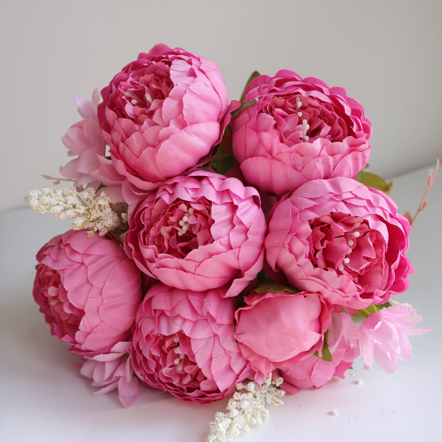 Uniquelina 1 Bundle Artificial Silk Peony Flowers Bouquet Home Decoration Accessories Wedding Party Fake Plants DIY Fake Flowers