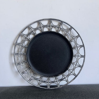 Uniquelina 13-Inch Charger Plates , Gold Textured Rim, for Elegant Dining - Ideal for Weddings and Formal Events