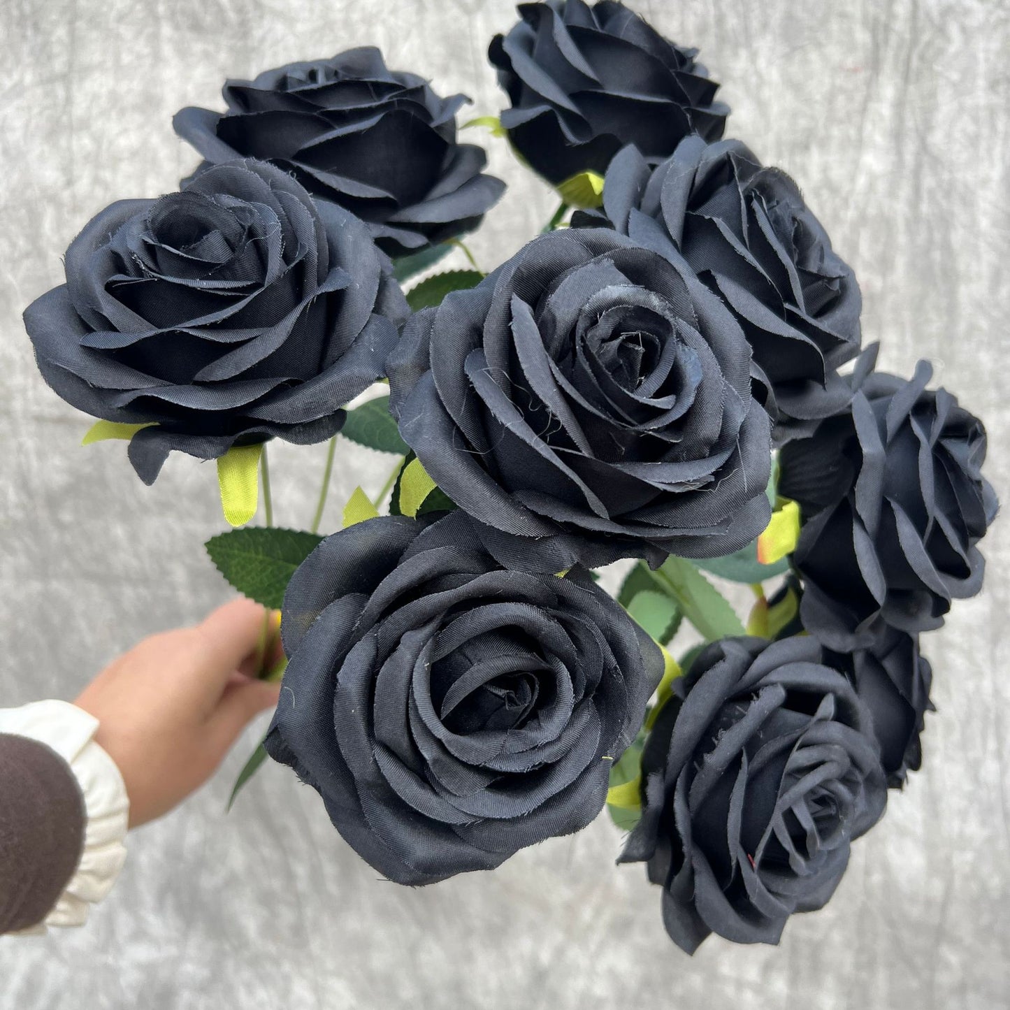 Uniquelina Artificial Rose and Flower Bouquets 9 Bunches Fake Summer Flowers Outdoor Greenery Decor for Wedding Home Office-Orange