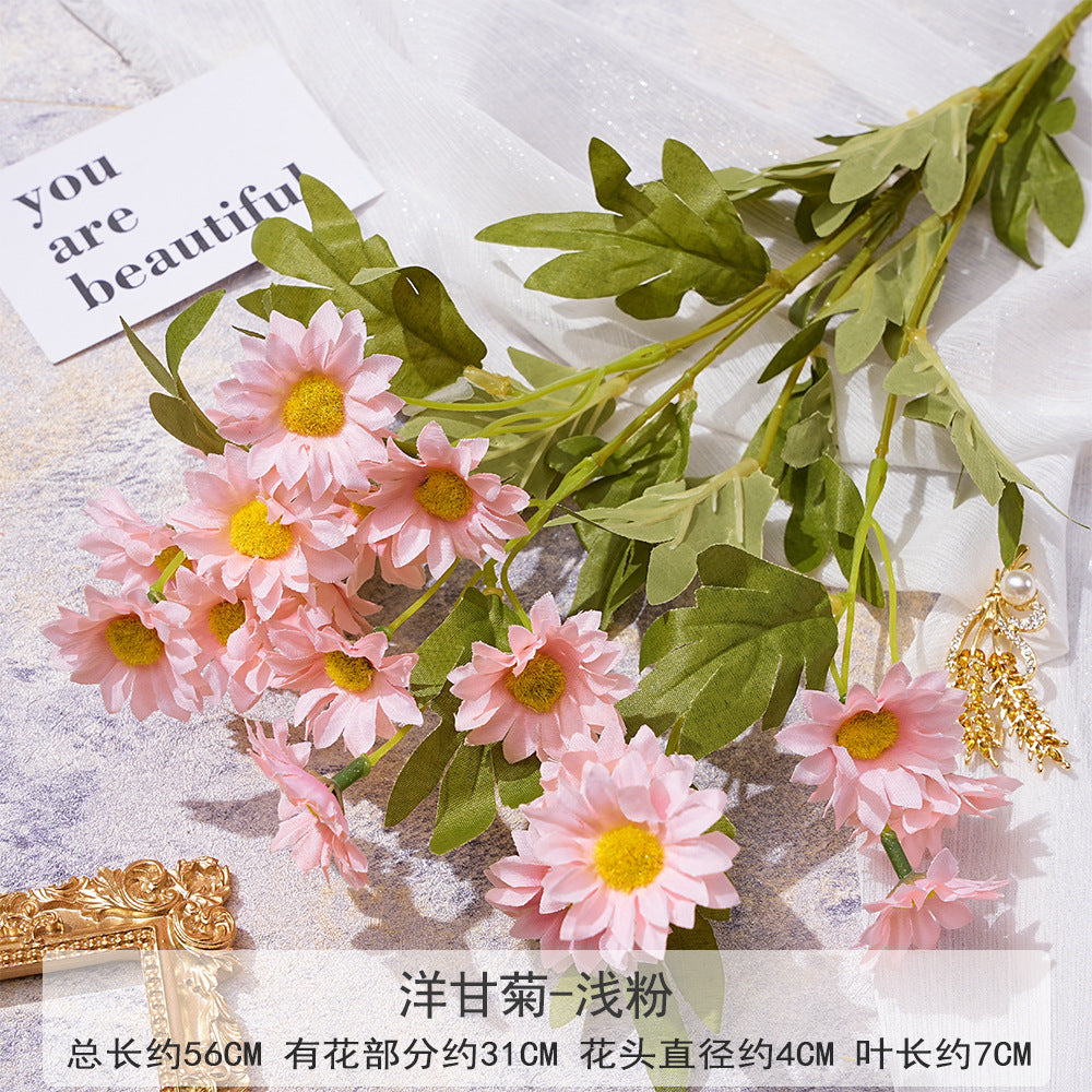 Uniquelina High Quality Single Artificial Ball Chrysanthemum Silk Chrysanthemum with Flocking Stems Flowers for Decoration