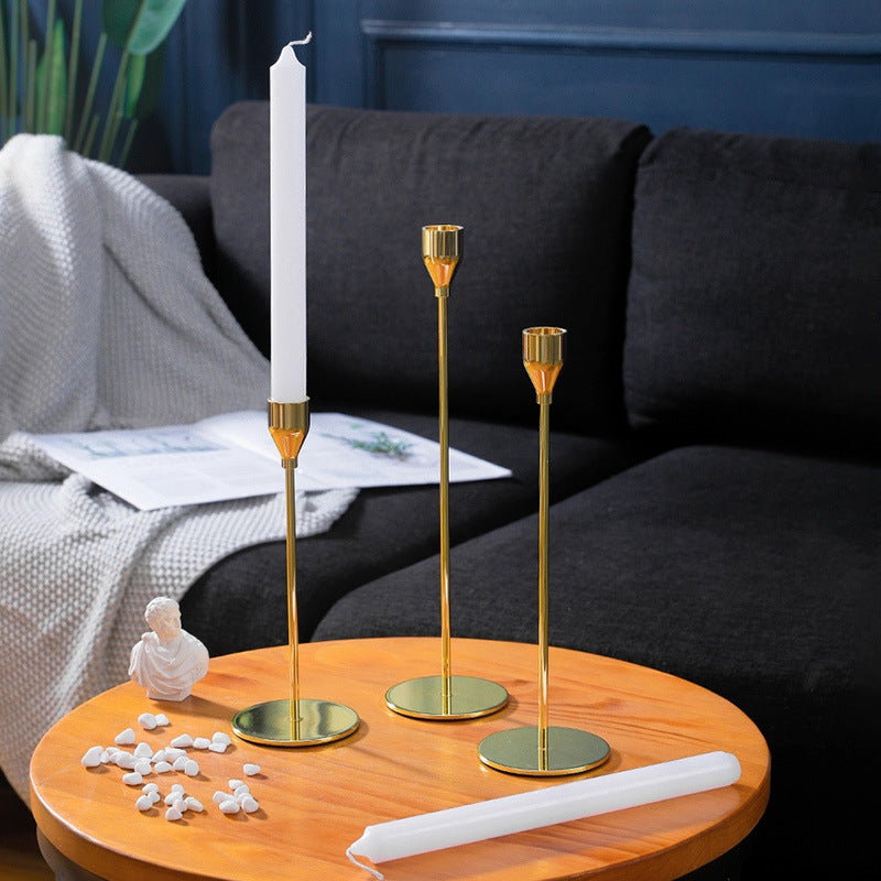 Uniquelina Matal Gold Candle Holder - 3PCS Candlestick Holders, Candle Sticks Holder Decor for Pillar Candles, Candlesticks Centerpiece Wedding Table Decor, Fit 3/4" Thick Tapered Candle & Led Candles