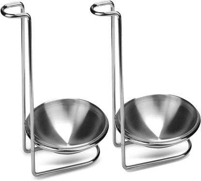 Spoon Rest Holder Stainless Steel Vertical Saving Soup Ladles Holders or Hotpot Restaurant, Buffet, Fast Food Restaurant Kitchen Decor Tool 2Pack (Spoon Rest)