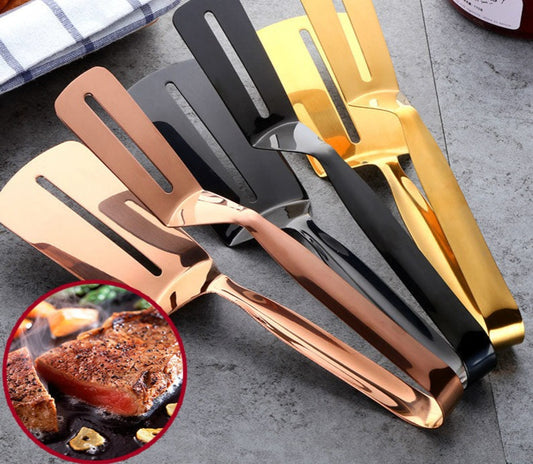 1Pc Cookware Steak Tong Gold Bread Clip Grill Accessory Kitchen Tongs Solid Stainless Steel Food Cooking Serving Utensil