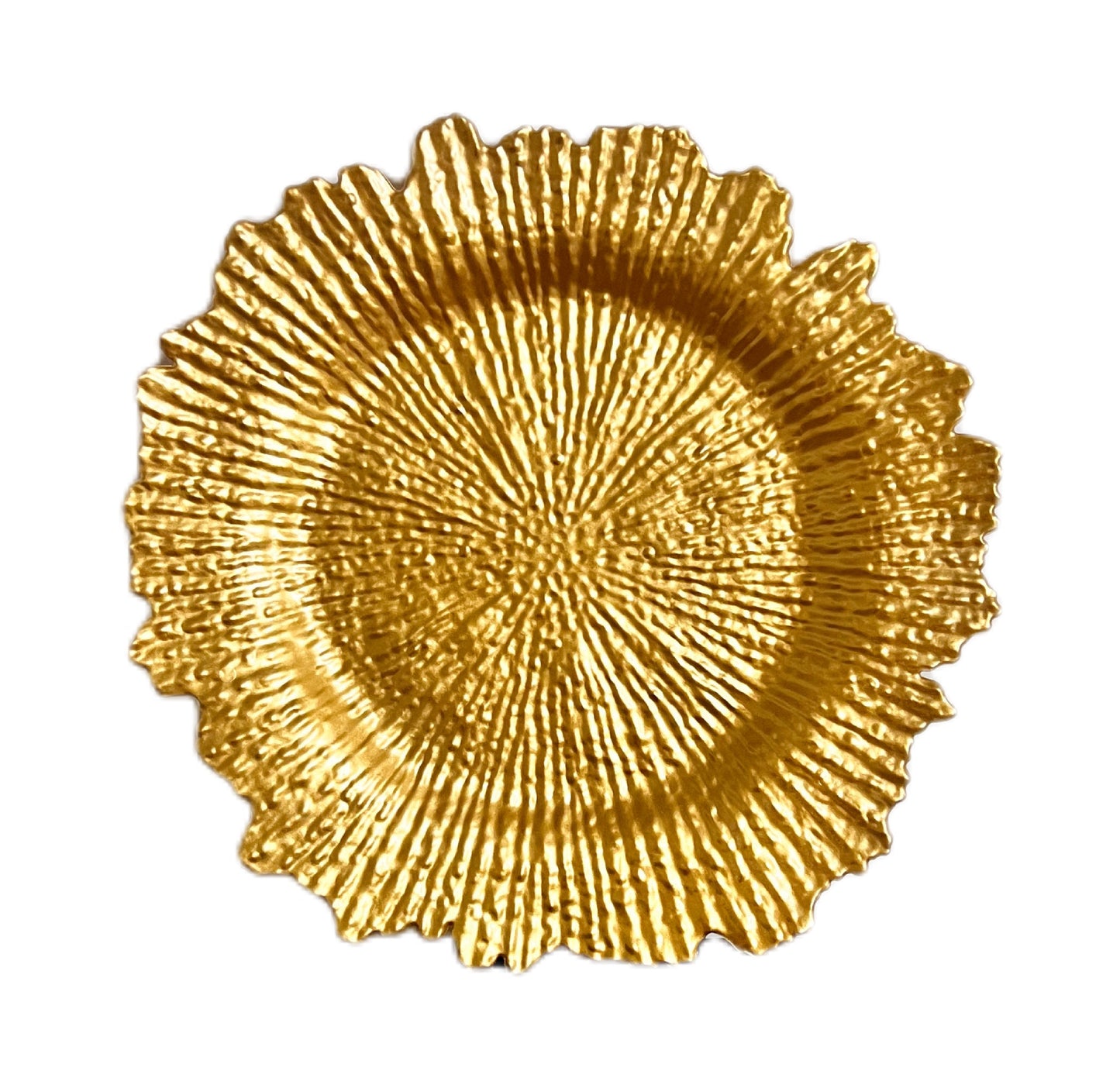 uniquelina wholesale 13inch Round plastic Rim Charger Plates Gold Round Reef gold plastic Charger Plates for Dinner,Wedding,Party,Event Decoration.