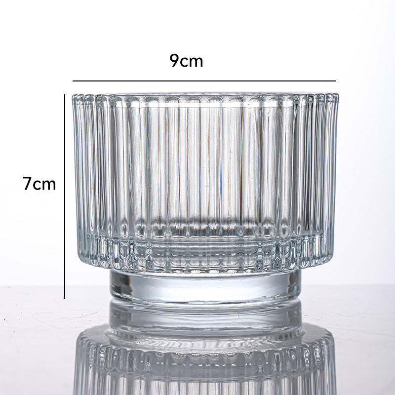 Clear Glass Candle Holders Set of 24, Ribbed Votive Tealight Candle Holders for Vintage Wedding Table Birthday Party Decoration